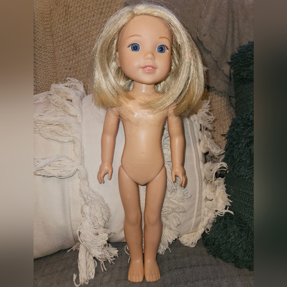American Girl Wellie Wisher Camille 14.5in Blonde Hair Blue Eyes Nude